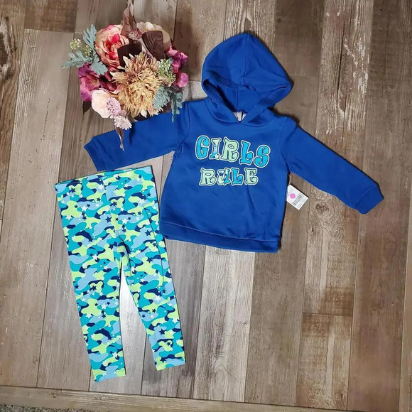 NWT Kidgets Girls Rule Hoodie Sweatshirt & Leggings 2 Piece Outfit Set Size 24M - Picture 1 of 16
